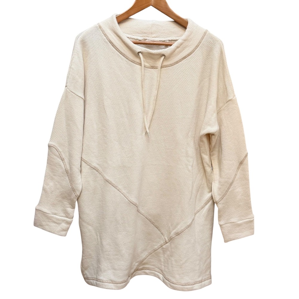 Soft Surroundings Danika Pullover Tunic Ecru Neutral Boho Comfy Stretch Size LG - Picture 2 of 7